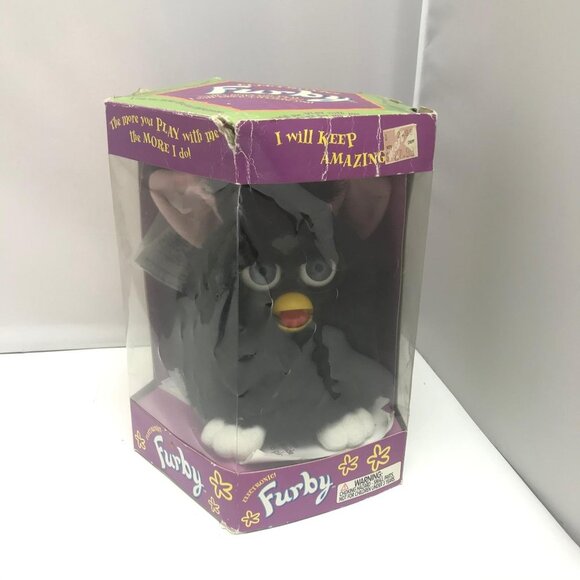 1998 VTG Tiger Electronics Furby All-Black Blue Eyes Robotic Pet Toy 70-800 - Picture 2 of 9